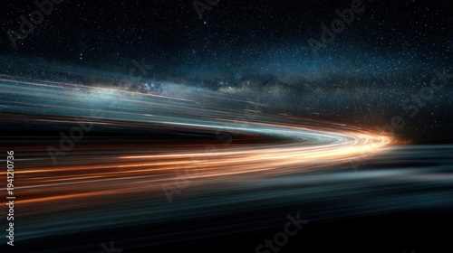 Abstract light trails against starry sky