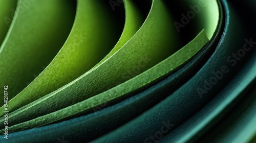 Abstract green layered shapes composition