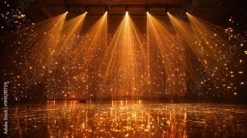 Stage lighting beams with sparks effect