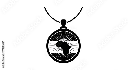 Stylized black and white medallion featuring the iconic silhouette of the African continent with