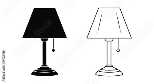 Two table lamps one black and one white displayed side by side