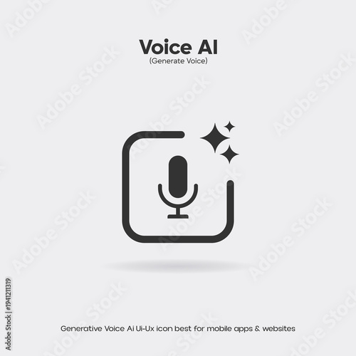 Ui Ux voice Ai call to button best for Apps, applications and websites. Generative ai icons. Icon with mic and stars. eps-017