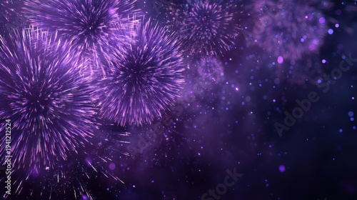 Purple fireworks bursting on transparent