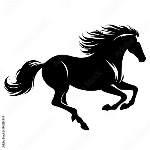 Silhouette of a wild horse running