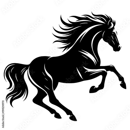 Silhouette of a wild horse running