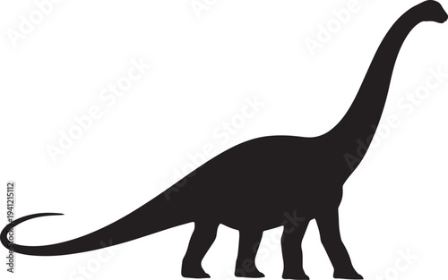 Black silhouette of a diplodocus dinosaur.
