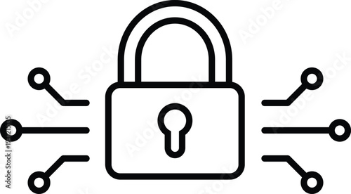 Cybersecurity icon in linear style.