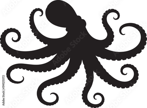 Black silhouette of an octopus.