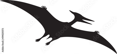 Black silhouette of a pterodactyl dinosaur.