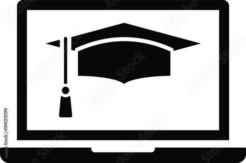 Online study icon in flat style.