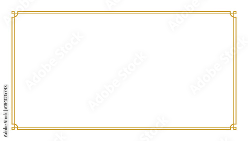 Ornate gold rectangular frame with rounded corners on transparent background