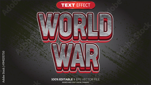 3d text effect world war theme
