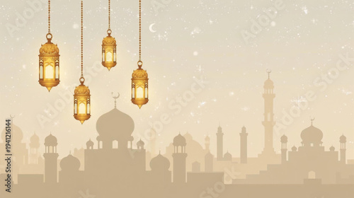 vector illustration of an old mosque islamic ramadan background