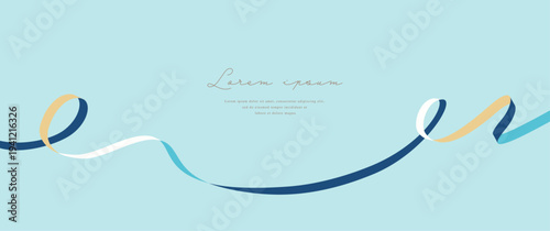 Refreshing Summer Blue Ribbon Frame - Abstract Wavy Border Background
