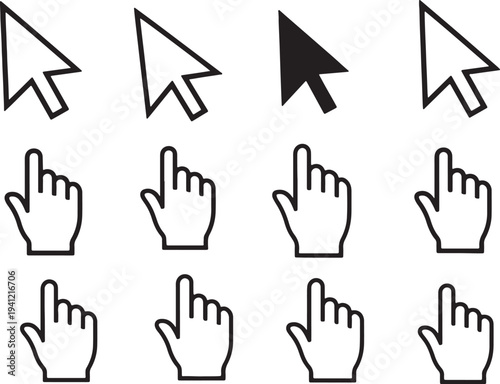 Black and white computer cursor and hand pointing also transparent background hand pointing hands computer mouse