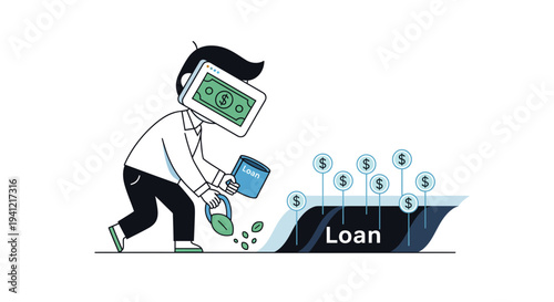 Man Burdened by Debt and Loan Payments.