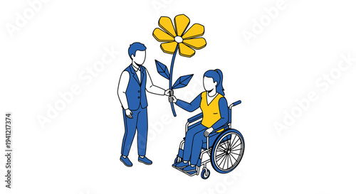 Man Giving Woman a Flower.