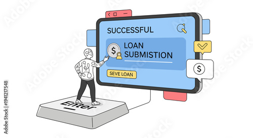 Man Submitting Loan Application Online Successfully.