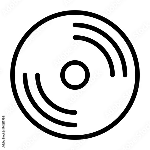 Simple Music Record Compact Disc Icon Outline