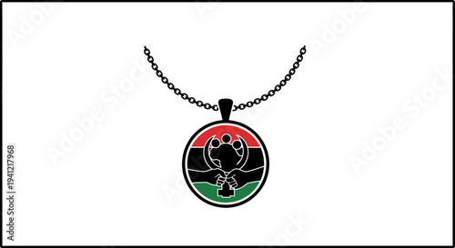 Pan-African unity pendant with key and continent motif on a chain for heritage and freedom
