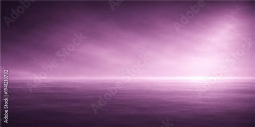 Abstract blue light rays create a motion landscape across a dark purple night sky and deep ocean horizon for a bright nature design wallpaper