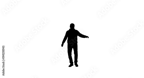 Dynamic human silhouette on pristine white background portraying movement or balance in isolation