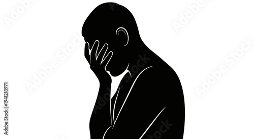 A somber human silhouette representing deep emotional struggle, sorrow, and mental anguish