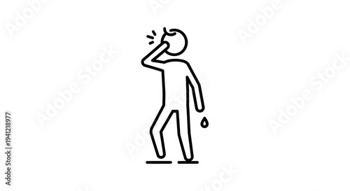Minimalistic graphic representing an individual suffering from sickness or malaise