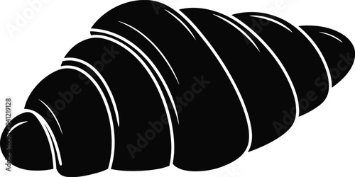 Minimalist black croissant silhouette vector illustration, isolated on white background, bakery pastry icon, simple food clipart, breakfast french bread graphic