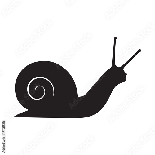 Snail silhouette vector, Sea Snail black icon