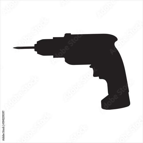 Electric screwdriver silhouette vector icon. Cordless power drill tool symbol.