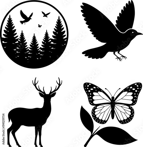 World Environment Day Butterfly and insect silhouette vector set