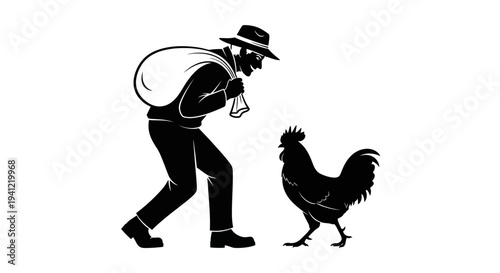 Thief stealing a chicken