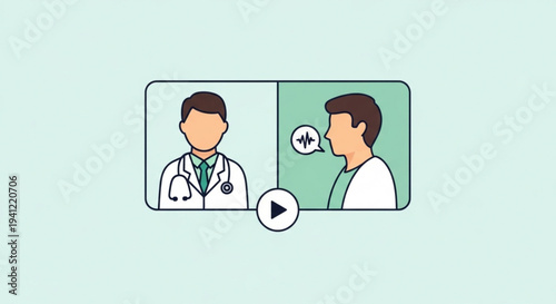 Online telemedicine consultation between doctor and patient on video call remote healthcare concept