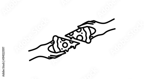 Sharing Pizza Slices: Hands Connecting Food, Friendship, and Togetherness