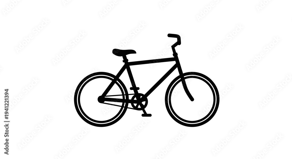 Fototapeta premium Simple Black Silhouette of a Bicycle on a White Background