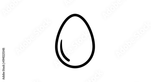 Simple Black and White Outline Icon of an Egg on a White Background