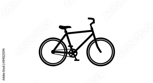 Simple Black Silhouette of a Bicycle on a White Background