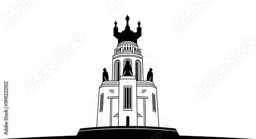 Monumental Sculpture Silhouette against White Background