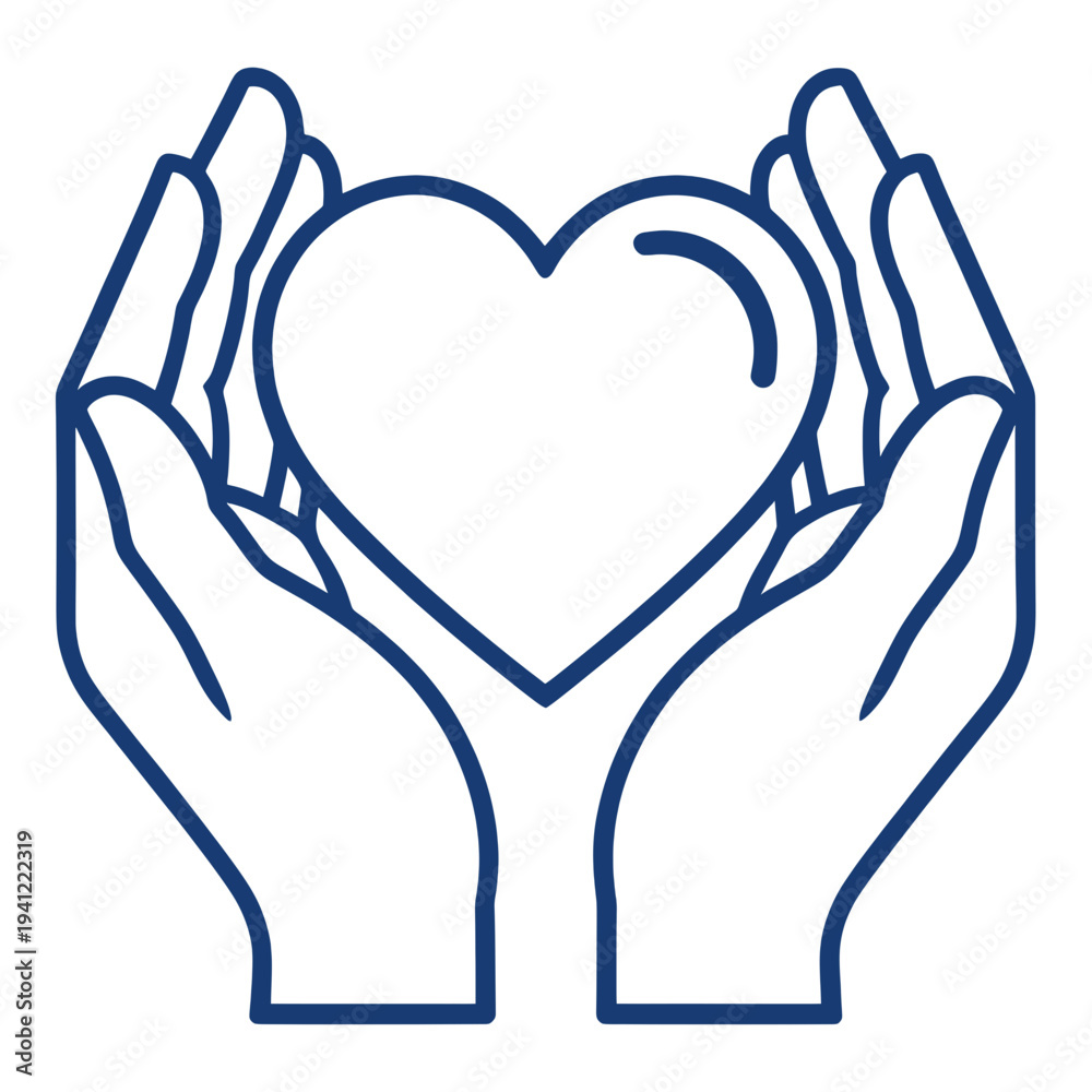 Obraz premium Outline Hands Holding Heart UI Icon for App UI