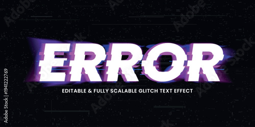 Glitch word text effect with editable and scalable error message