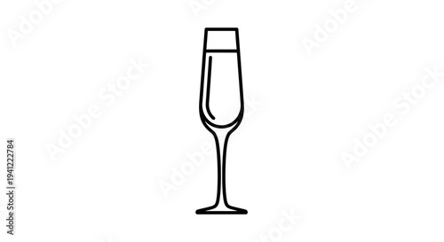 Minimalist Champagne Flute Icon, Elegant Glassware for Celebration and Drinks