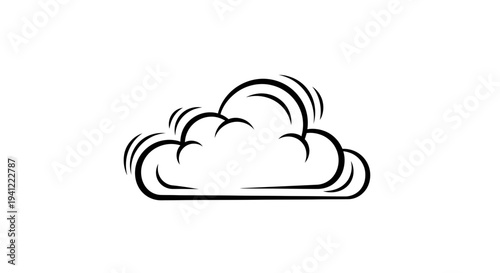 Minimalist Cloud Icon, Simple Line Art, Weather Symbol, Isolated on White