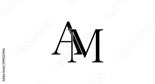 Sophisticated AM Monogram Design with Elegant Overlapping Capital Letters on Clean White Background