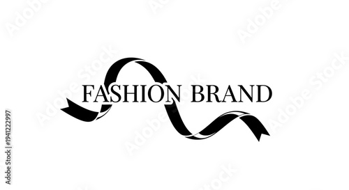 Elegant Wavy Black Ribbon Banner Graphic Design Element for Fashion, Luxury Branding, Decoration, and Style Concepts