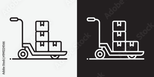 Hand Truck with Boxes Icon