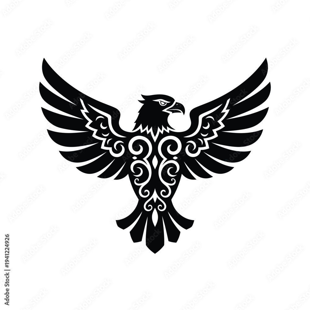 Fototapeta premium Black eagle illustration on white background isolated on white background vector