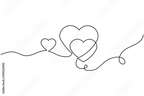 Love shape continuous one line drawing minimalist style isolate outline vector illustration