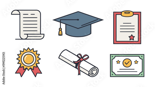 Graduation and education icons for academic success