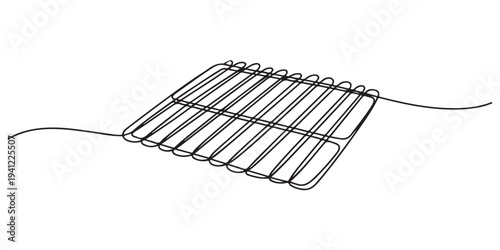 one continuous line drawing of grill isolated on white background. cooking and kitchen concept in simple linear style. Continuous one line drawing grill pan kitchen appliances concept single line.